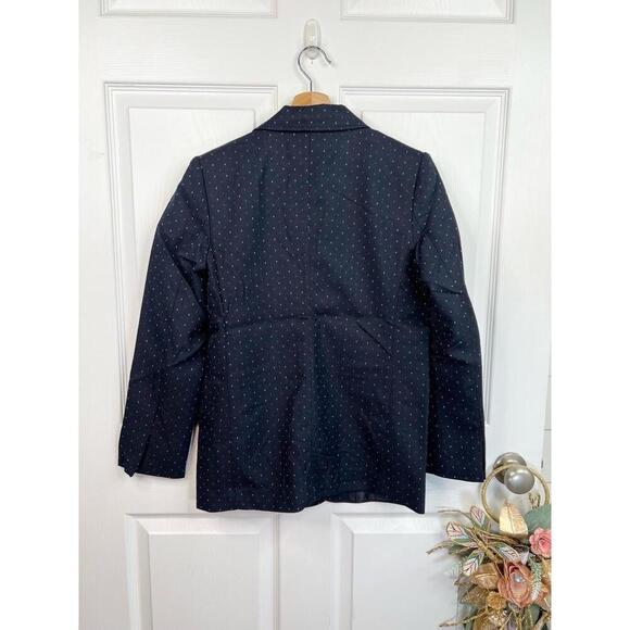 Catherine Malandrino Blue Boyfriend Blazer Sz MP Navy Stitching 3/4 Sleeve - Picture 3 of 8